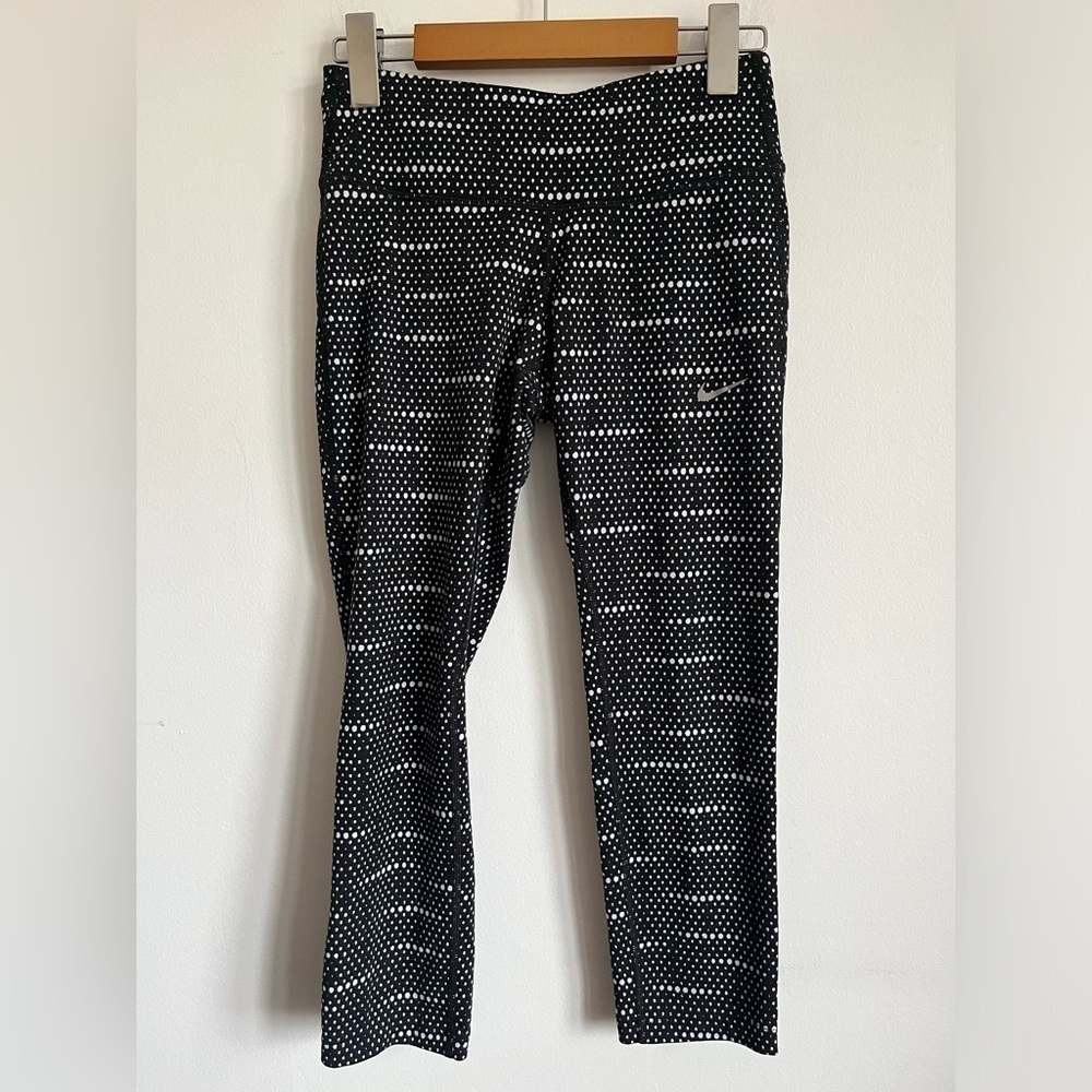 Nike Dri Fit Crop Legging Pant - Black White Polka Dot - XS